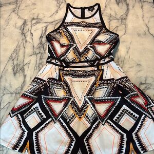 Massimo Black and White Halter Mini Dress A-line